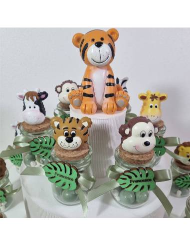 Torta bomboniera Battesimo savana vasetti portaconfetti