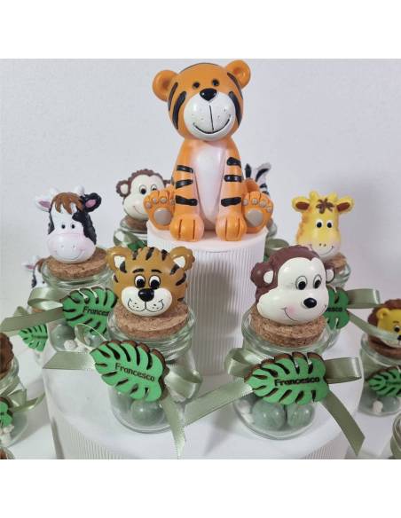 Torta bomboniera Battesimo savana vasetti portaconfetti