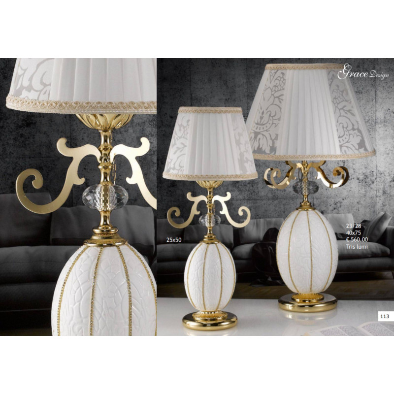 Lampada da tavolo bomboniere eleganti Grace Design base dorata