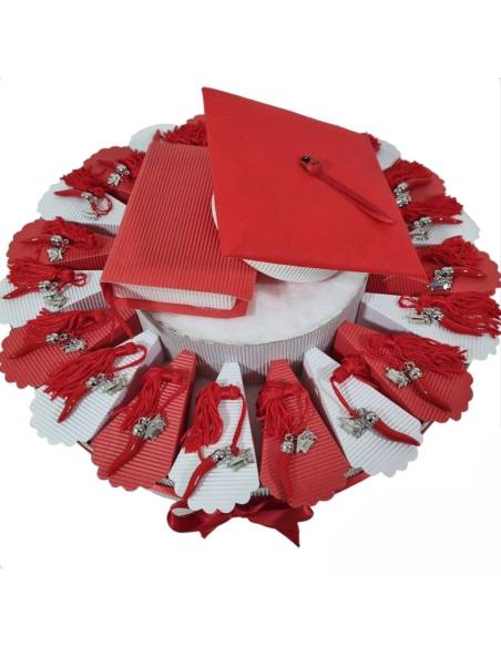 Torta Bomboniere laurea corno e tocco con nappa rossa| Sindy Bomboniere