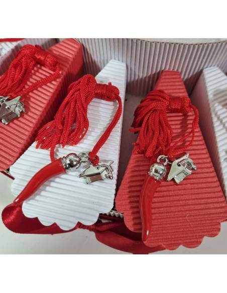 Torta Bomboniere laurea corno e tocco con nappina rossa