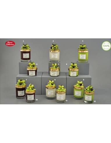 Bomboniere tema ulivo Melograno candele profumate con tappo dorato shop online