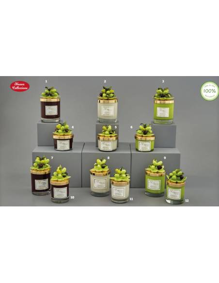 Bomboniere tema ulivo Melograno candele profumate con tappo dorato shop online