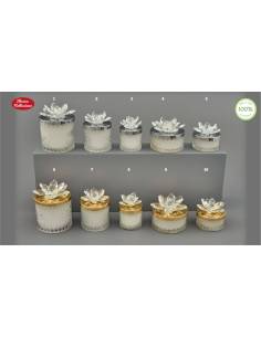 Bomboniere utili candele Melograno in vetro con fiore cristallo