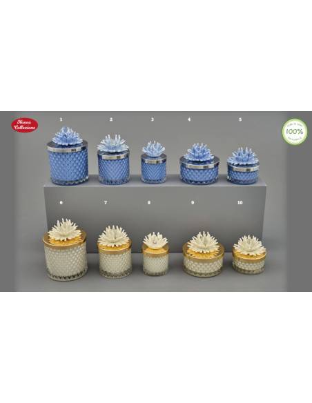 Bomboniere tema mare candele diamond Melograno corallo in ceramica