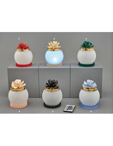 Bomboniere lampade led Melograno sfera con fiore capodimonte in ceramica
