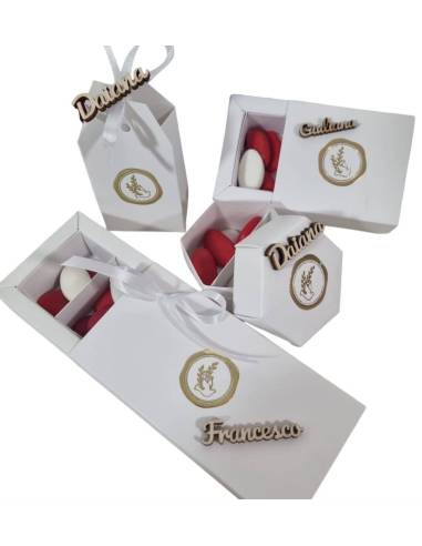 Scatole portaconfetti Cresima degustazione confetti colomba dorato