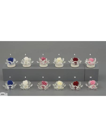 Bomboniere cristallo fiore rose colorate Melograno lampada led Made in Italy