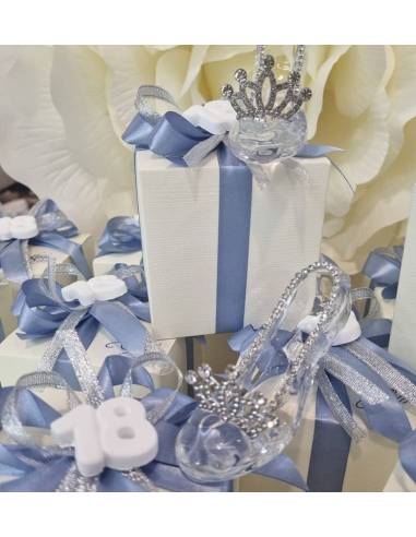 Bomboniere principessa scarpetta in cristallo corone con strass
