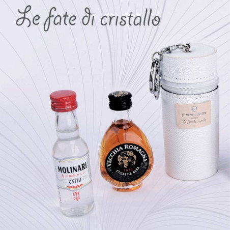 Bomboniere mini liquori astuccio cilindro portachiavi Pierre Cardin