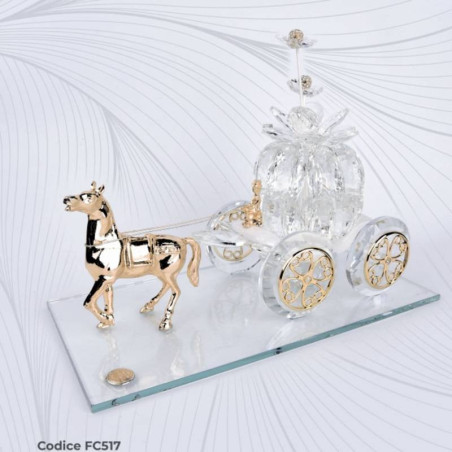 Profumatori ambiente in cristallo bomboniere carrozza cavallo dorato Pierre Cardin