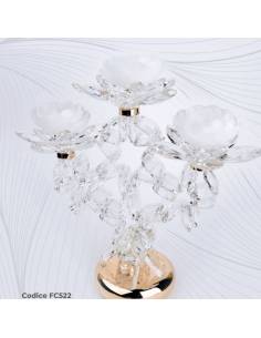 Portacandele bomboniere eleganti in cristallo base dorata Pierre Cardin