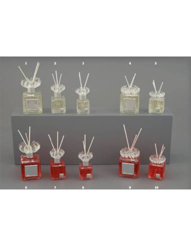 Diffusori ambiente quadrati effetto bolle Melograno tappo cristallo