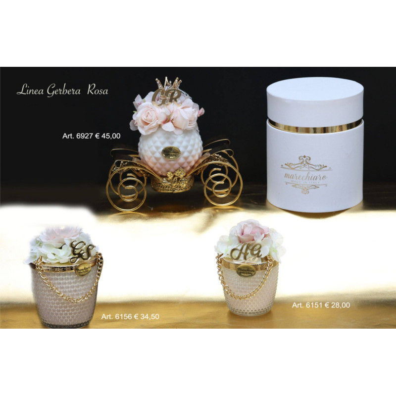 Bomboniere raffinate ed eleganti diffusore e candele Marechiaro Linea Gerbera rosa