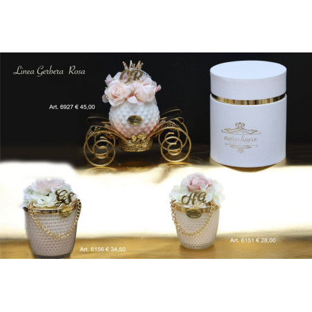 Bomboniere raffinate ed eleganti diffusore e candele Marechiaro Linea Gerbera rosa