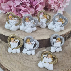 Bomboniere Harmony Comunione calamite e statue appoggio cuore glitter