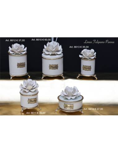 Profumatori per ambienti bomboniere Marechiaro decoro fiore Linea Tulipano Panna