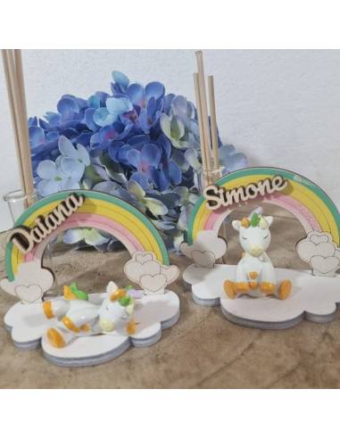 Bomboniere unicorno personalizzate profumatore arcobaleno