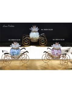 Bomboniere eleganti carrozze fiori e corone dorate strass Marechiaro Linea Violetta