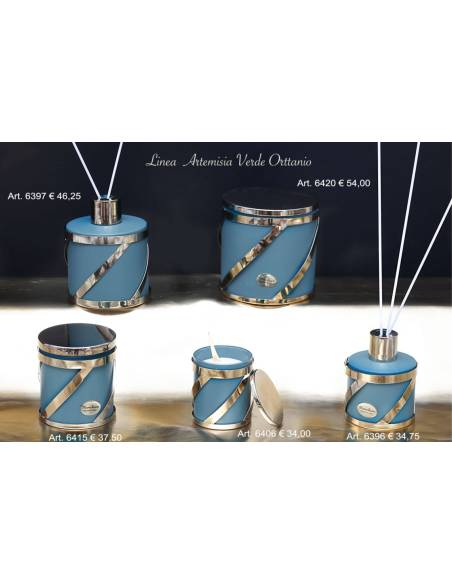 Bomboniere raffinate ed eleganti diffusori e candele Marechiaro Linea Artenisia Verde Ottanio