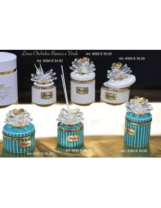 Bomboniere eleganti particolari Marechiaro diffusori e candele petali cristallo Made in Italy