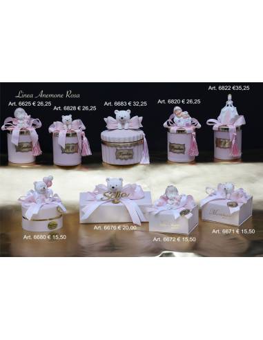 Candele profumate e scatole degustazione confetti rosa Marechiaro bomboniere