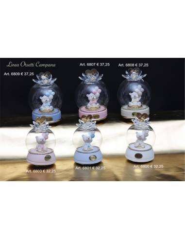 Bomboniere orsetto carillon Marechiaro Linea Orsetti Campana cuore personalizzato