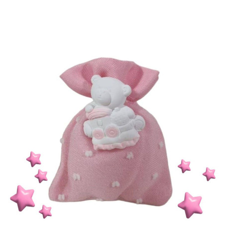 Sacchetti portaconfetti nascita economici con gessetto profumato orsetto