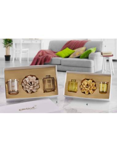 Candele profumate e diffusori fiore in ceramica Melaverde bomboniere