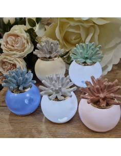 Bomboniere ceramica lampada luce led con anemone in ceramica