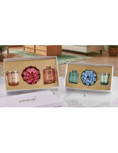 Profumatore ambiente e candela profumata Melaverde fiore in ceramica