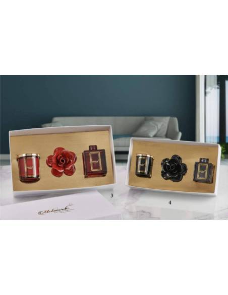 Bomboniere eleganti scatola diffusore e candela profumata fiore ceramica Melaverde