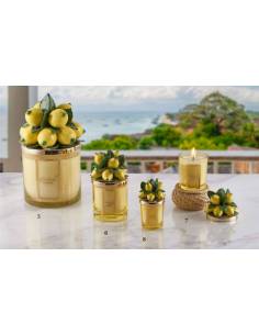 Candele profumate particolari gialle Melaverde bomboniere pianta limoni ceramica