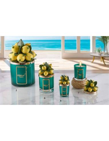 Bomboniere utili candele profumate Melaverde limoni in ceramica