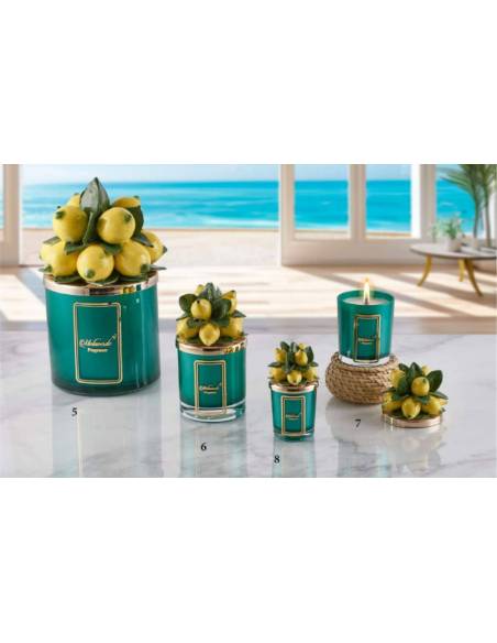 Bomboniere utili candele profumate Melaverde limoni in ceramica