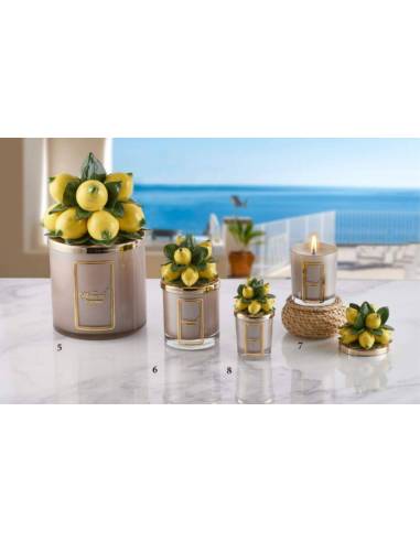 Bomboniere candela profumata elegante Melaverde limoni in ceramica