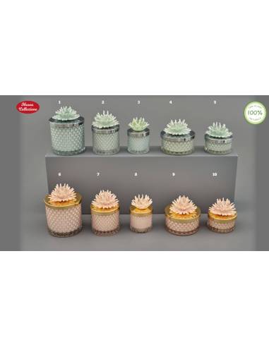 Candele profumate bomboniere tema mare diamond Melograno corallo in ceramica