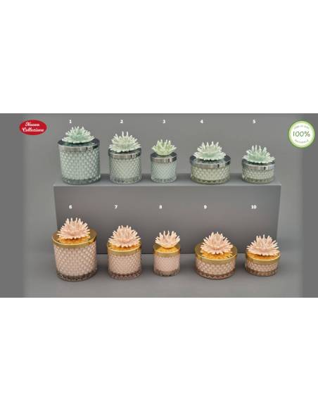 Candele profumate bomboniere tema mare diamond Melograno corallo in ceramica