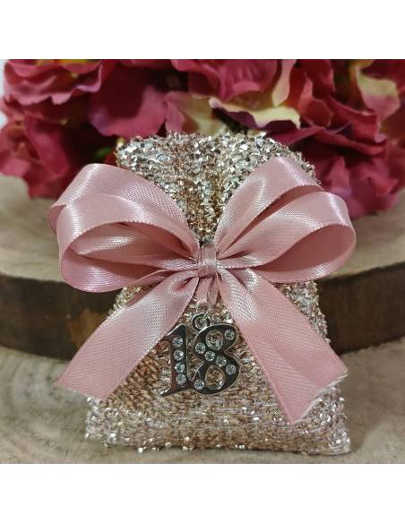 Bomboniere 18 anni ragazza sacchetto laminato rosa