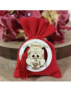 Sacchetti laurea Bomboniere gufetto in legno