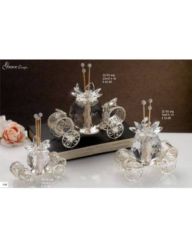 Profumatori per ambienti carrozze argentate Grace Design tema principessa principe fiore cristallo