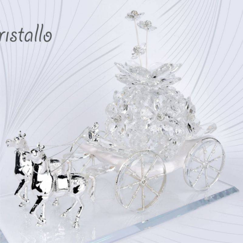 Profumatori per ambienti bomboniere in cristallo carrozze cavallo argentato Pierre Cardin