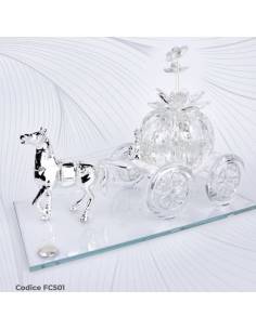 Bomboniere profumatori in cristallo carrozza cavallo argentato Pierre Cardin