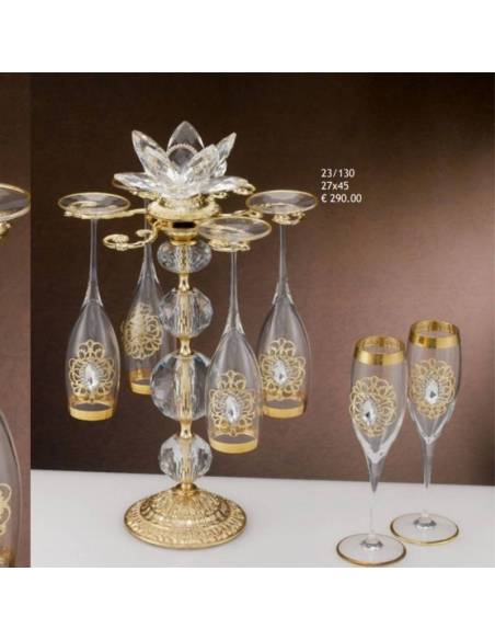Bomboniere raffinate ed eleganti bicchieri e porta bicchieri Grace Design dettagli dorati shop online