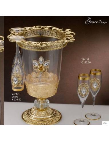 Bomboniere eleganti bicchieri e porta bicchieri Grace Design dettagli dorati shop online