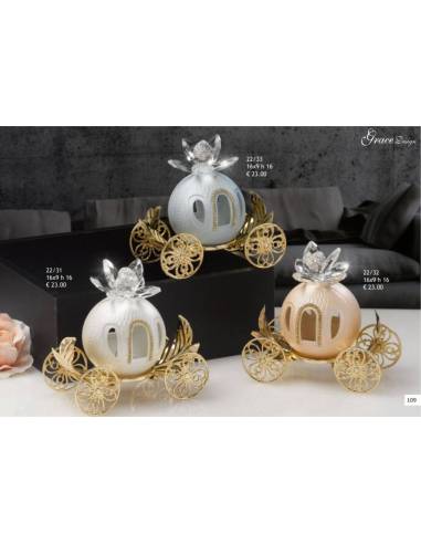 Bomboniere raffinate ed eleganti tema principesse Grace Design carrozze colorate