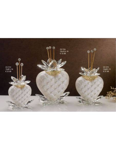 Diffusore ambiente bomboniere cuore elegante Grace Design dettagli dorati fiore cristallo