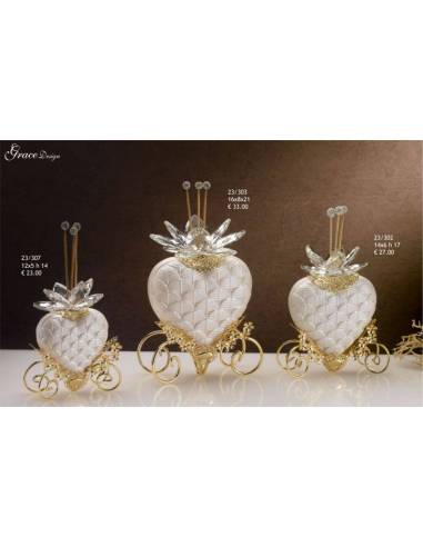 Profumatore ambiente bomboniere cuore Grace Design dettagli dorati fiore cristallo