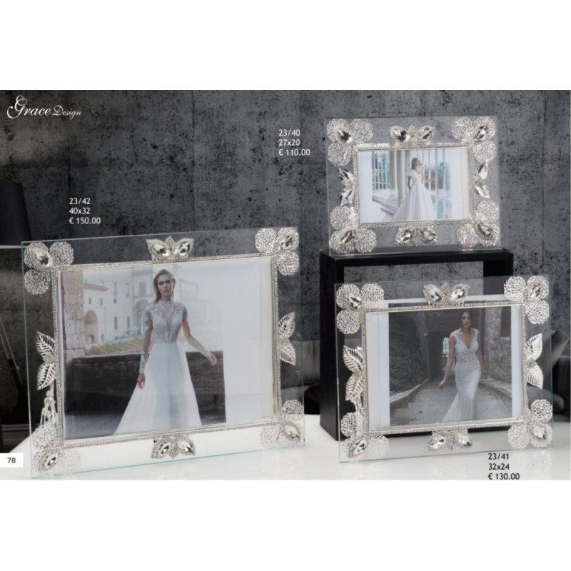 Bomboniere portafoto in vetro dettagli argentati eleganti Grace Design