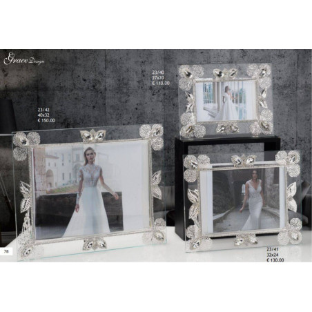 Bomboniere portafoto in vetro dettagli argentati eleganti Grace Design
